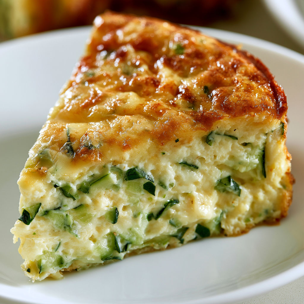 Une belle part moelleuse de gratin de courgettes au fromage.