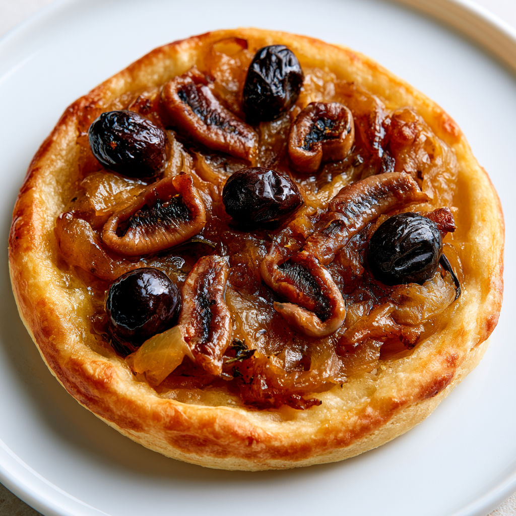 Bouchées apéritives aux oignons caramélisés et anchois.