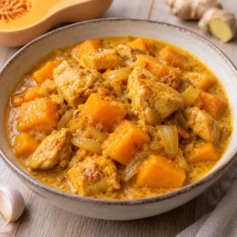 Délicieux curry de poulet et butternut