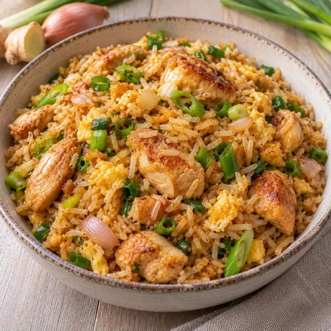 Délicieux poulet riz sauté