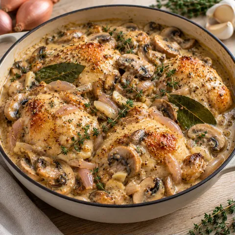Poulet mijoté au cidre