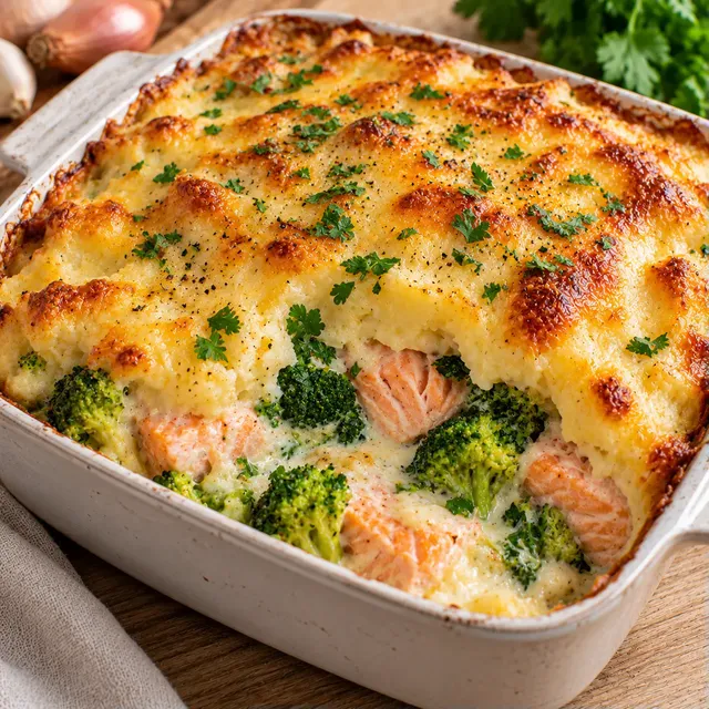Gratin saumon brocolis