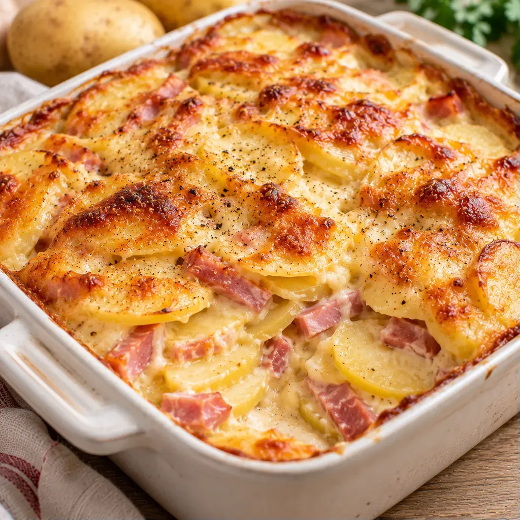 Gratin de pommes et jambon