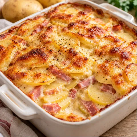 Gratin de pommes et jambon