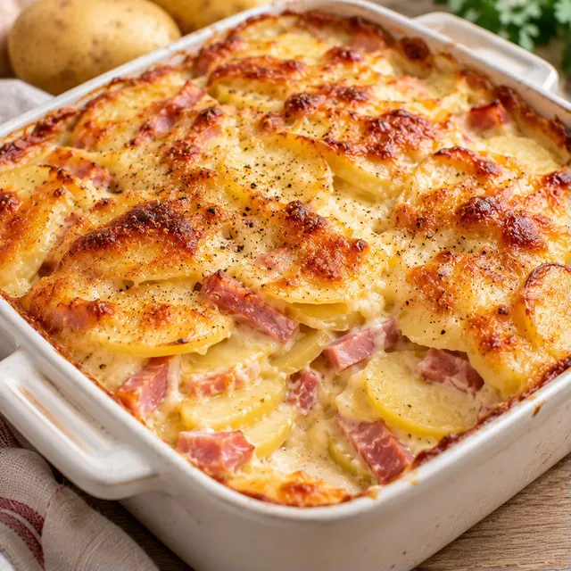 Gratin de pommes et jambon