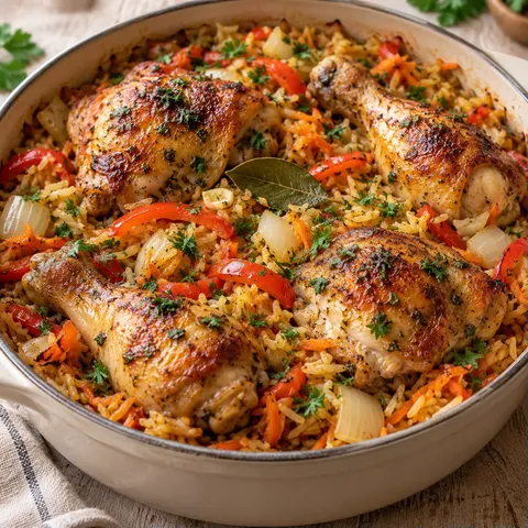 Riz gourmand four poulet légumes
