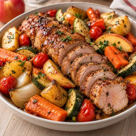 Porc mariné et légumes gourmands