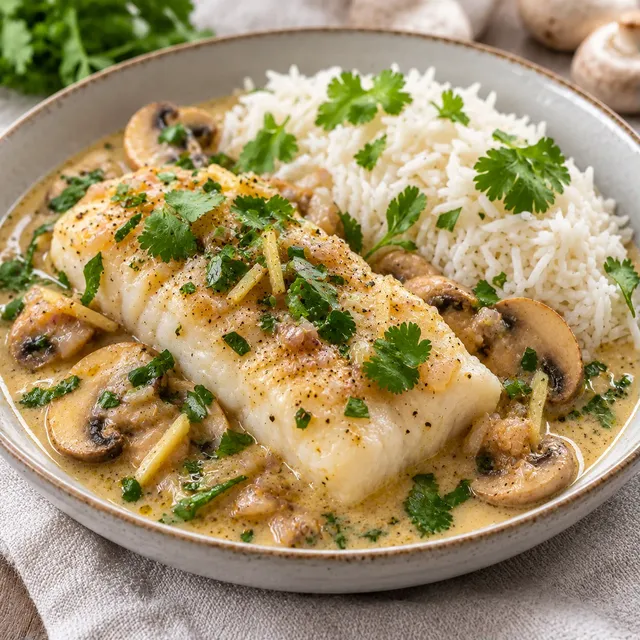 Filet de cabillaud au coco thaï