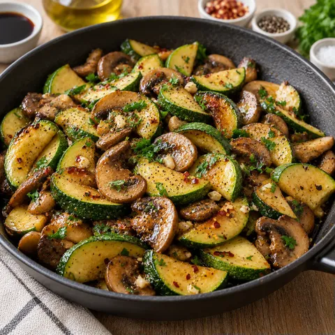 Poêlée courgettes champignons