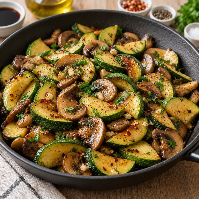 Poêlée courgettes champignons