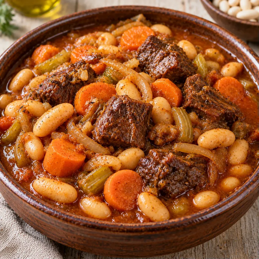 Haricots blancs et bœuf épicé