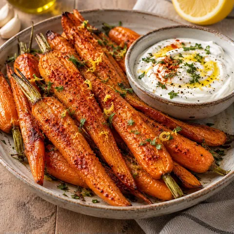 Carottes dorées & sauce fraîche