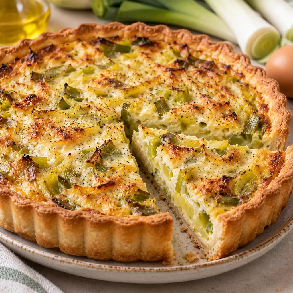 Tarte poireaux pâte huile d'olive