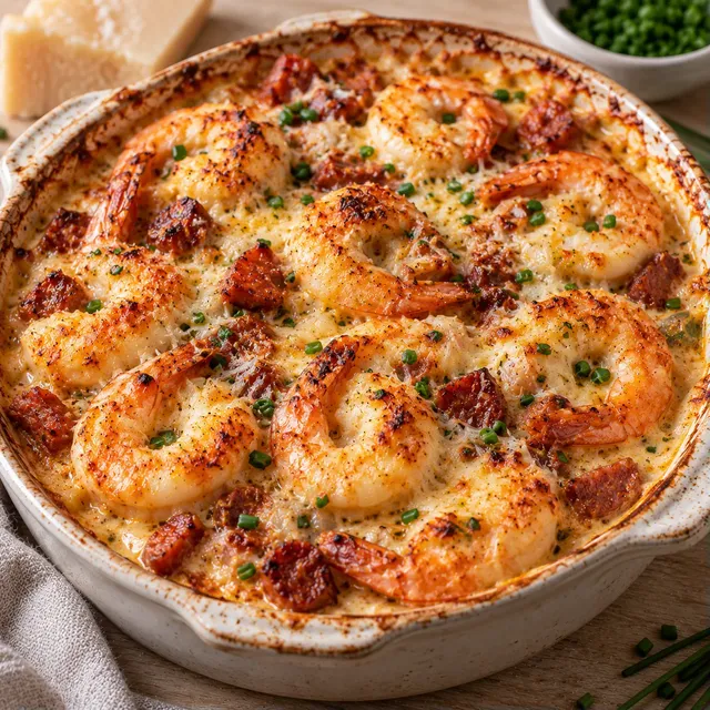 Parmesan et Crevettes au Chorizo