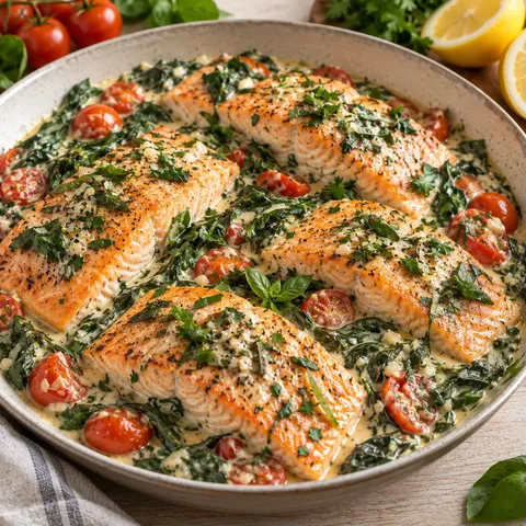 Saumon et sa sauce épinards