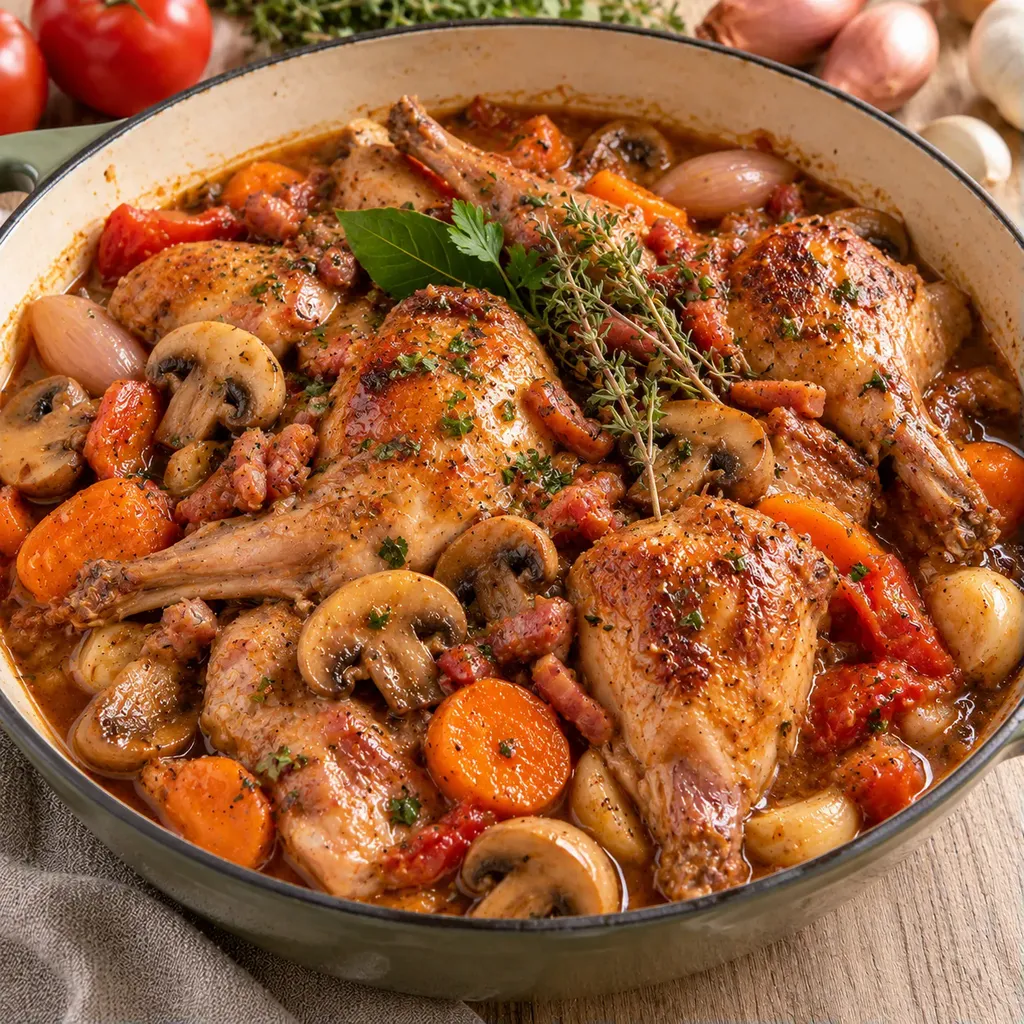 Lapin mijoté champignons