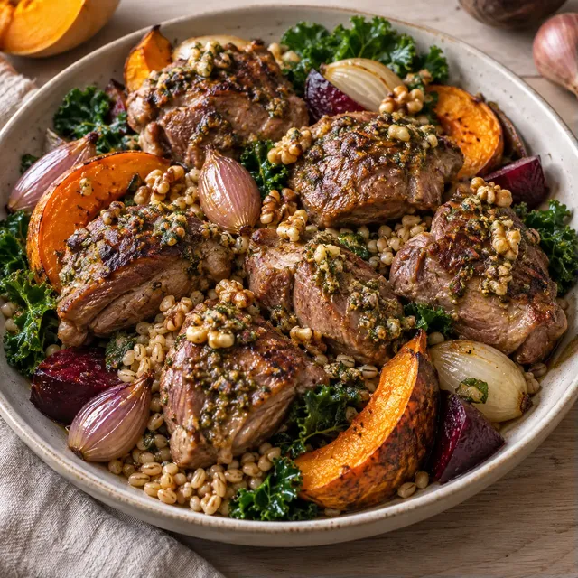Epaule tendre d'agneau aux noix