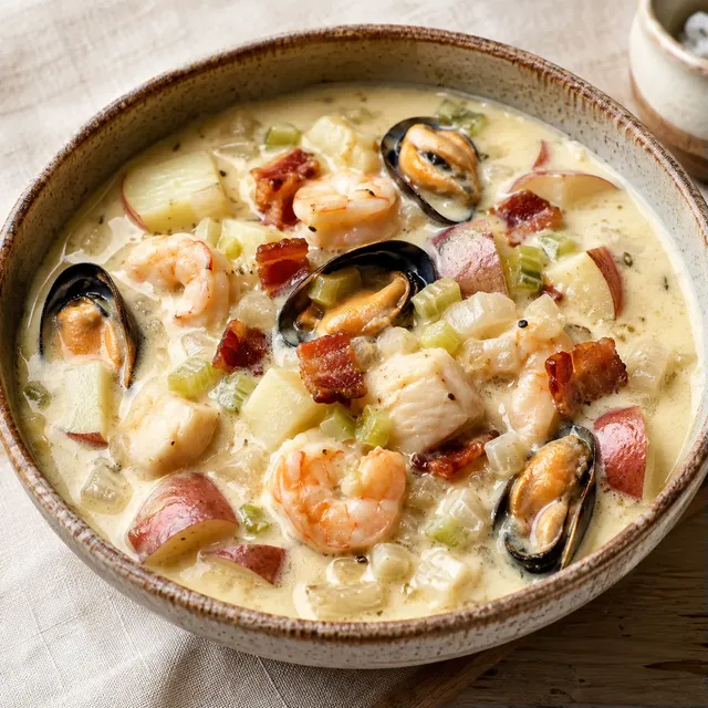 Soupe fruits mer crémeuse