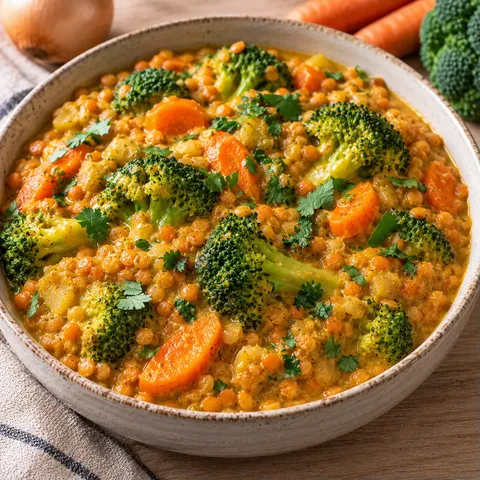Lentilles Curry Brocoli