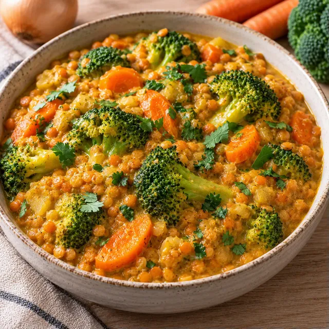 Lentilles Curry Brocoli
