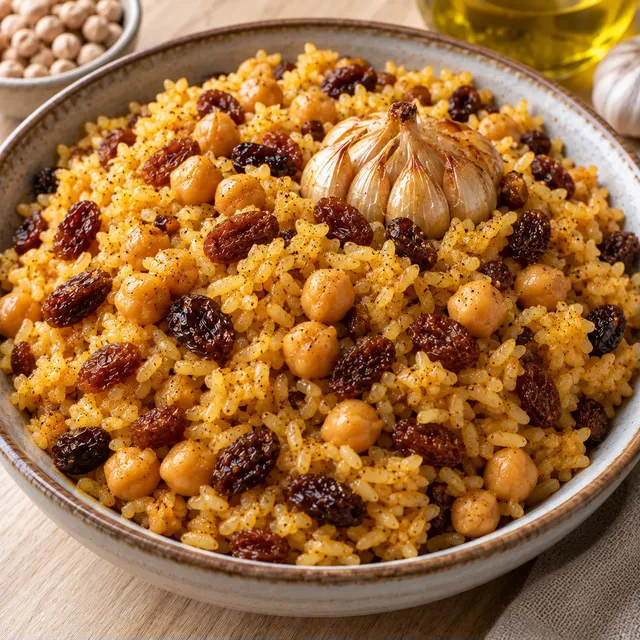 Riz aux Épices, Pois Chiches et Secs