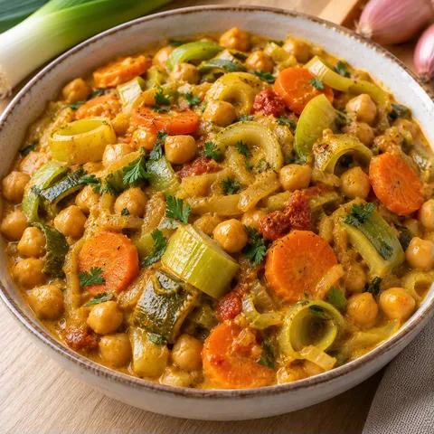 Curry Léger Poireaux et Pois Chiches