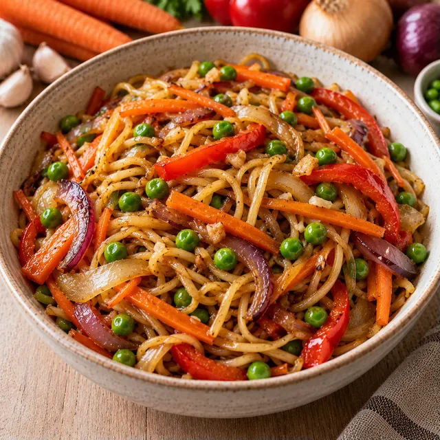 Pâtes sautées légumes