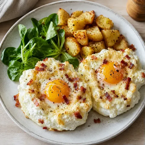 Nuage œuf fromage et lardons