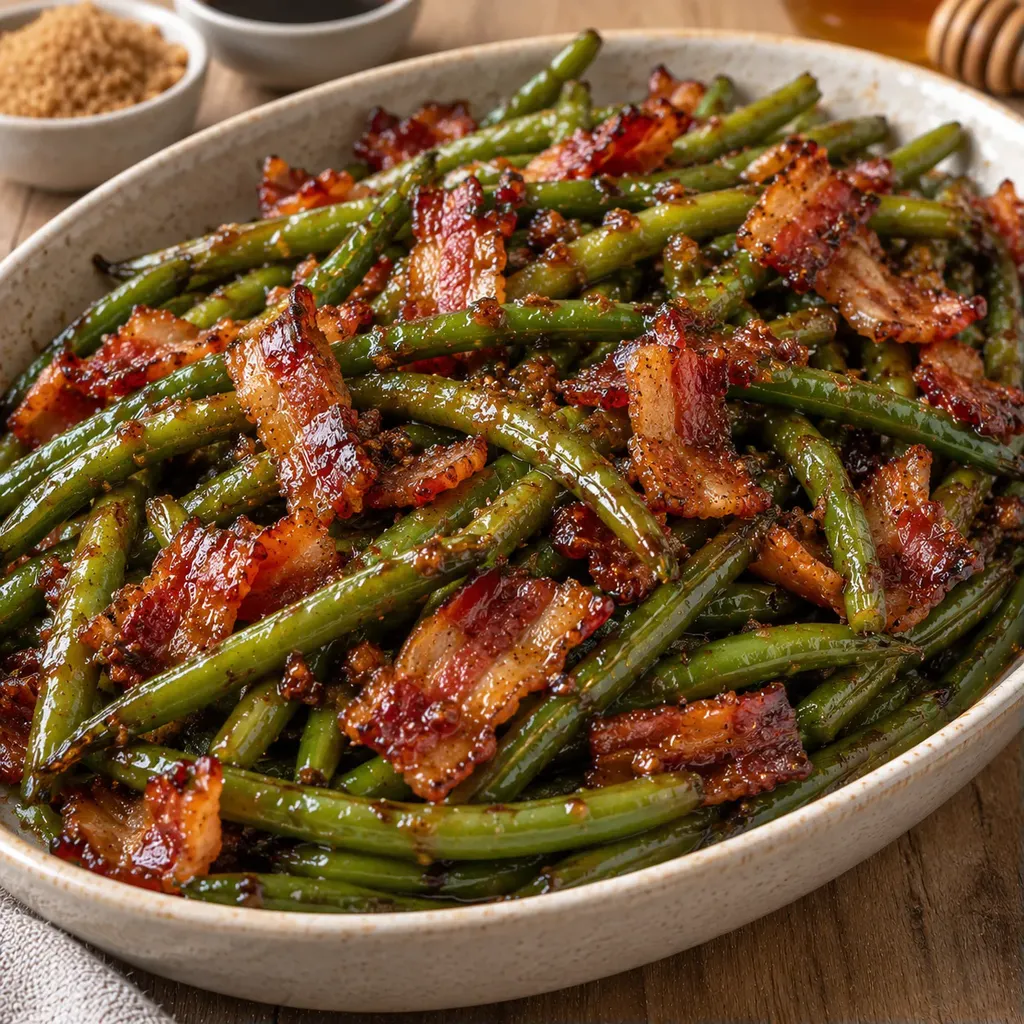 Haricots bacon caramélisés