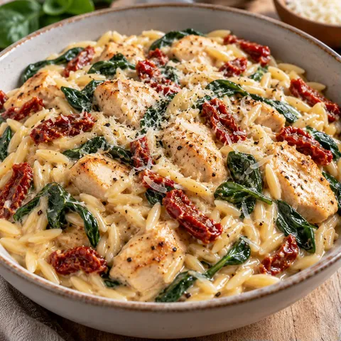 Orzo et Poulet crémeux