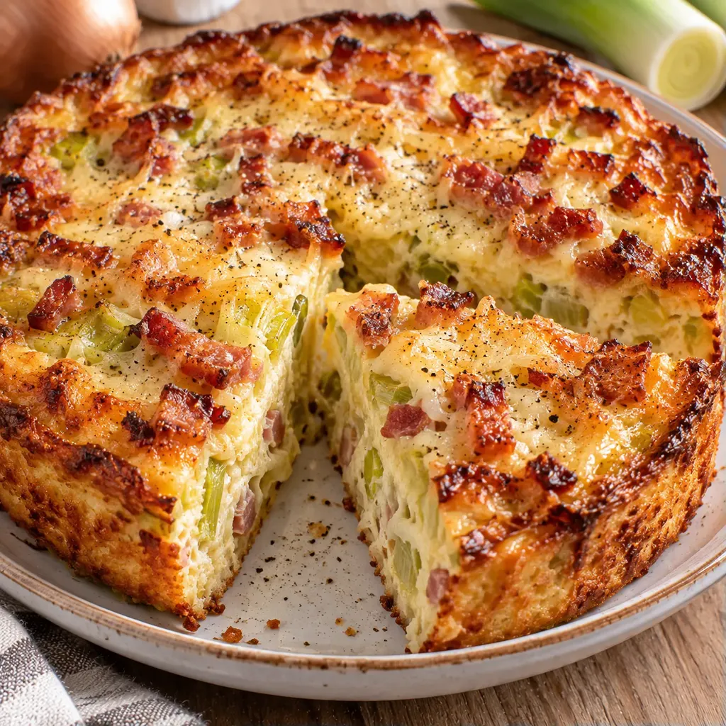 Poireaux lardons flan