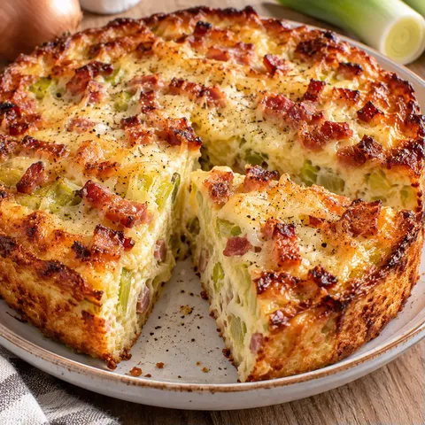 Poireaux lardons flan