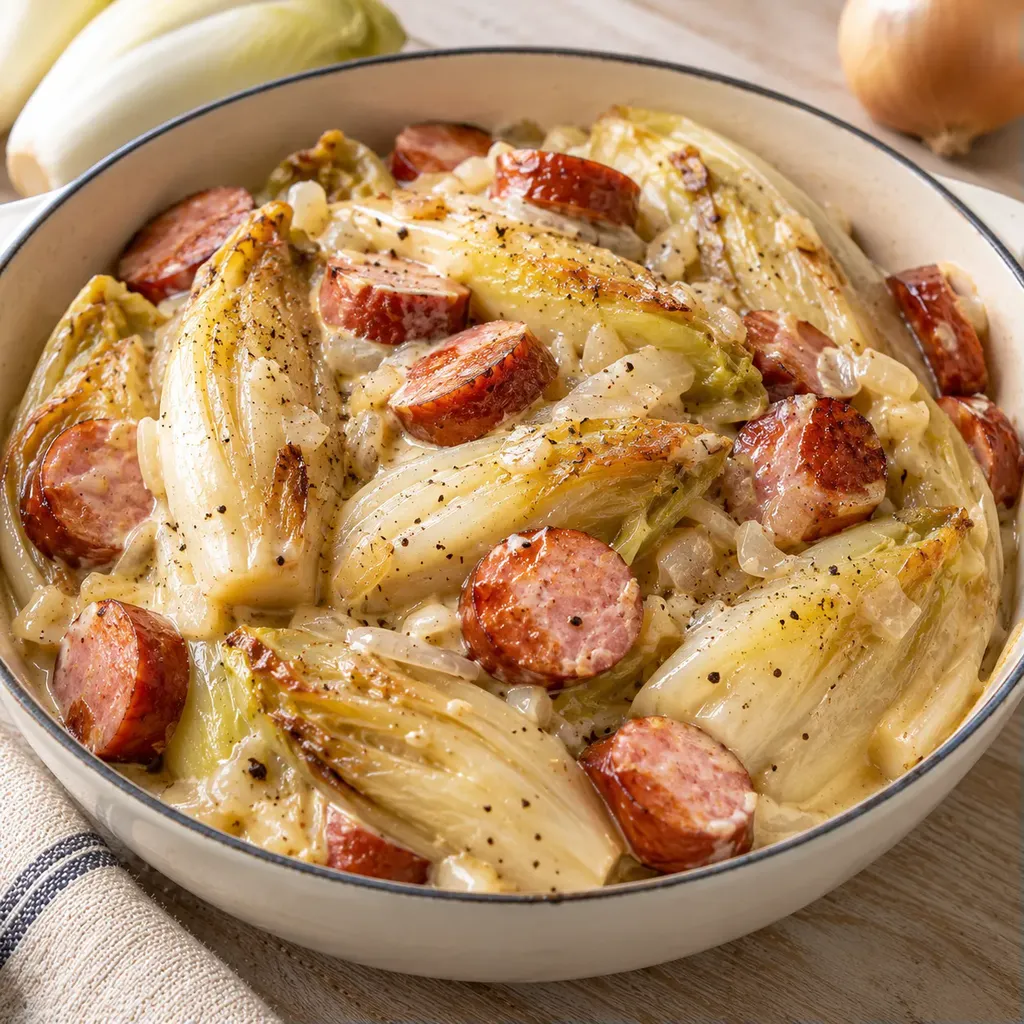 Endives saucisses crème