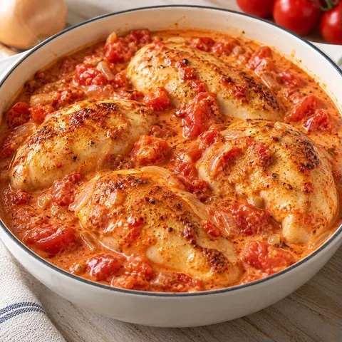 Poulet fondant crème tomate