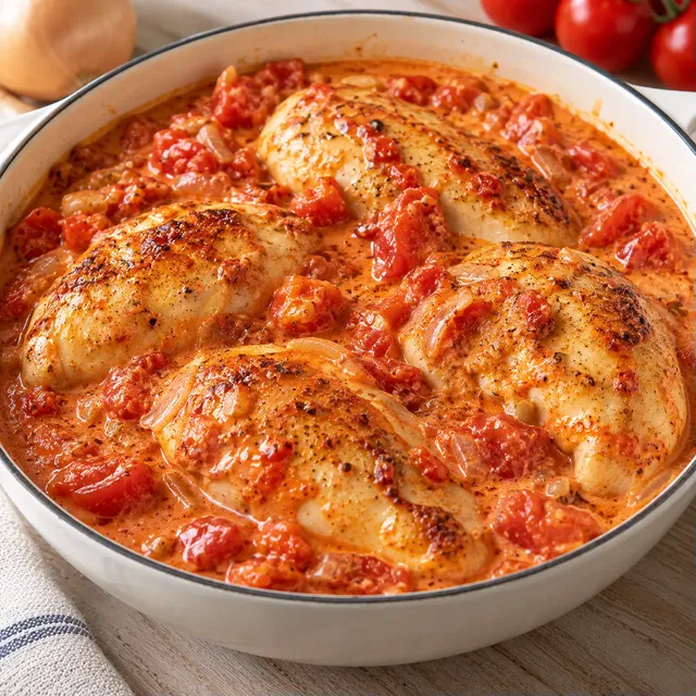 Poulet fondant crème tomate