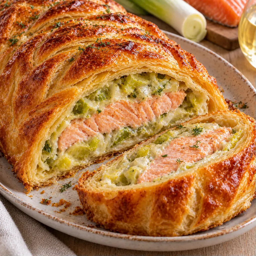 Saumon & poireaux feuilleté