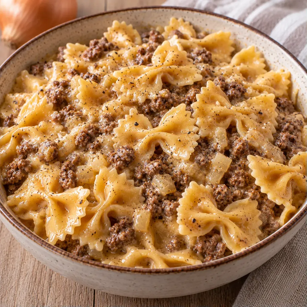 Farfalles et viande crémeuses