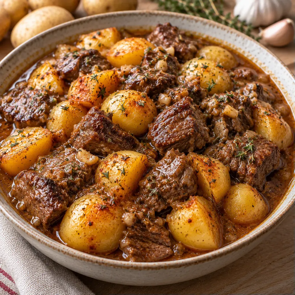 Bœuf ail pommes