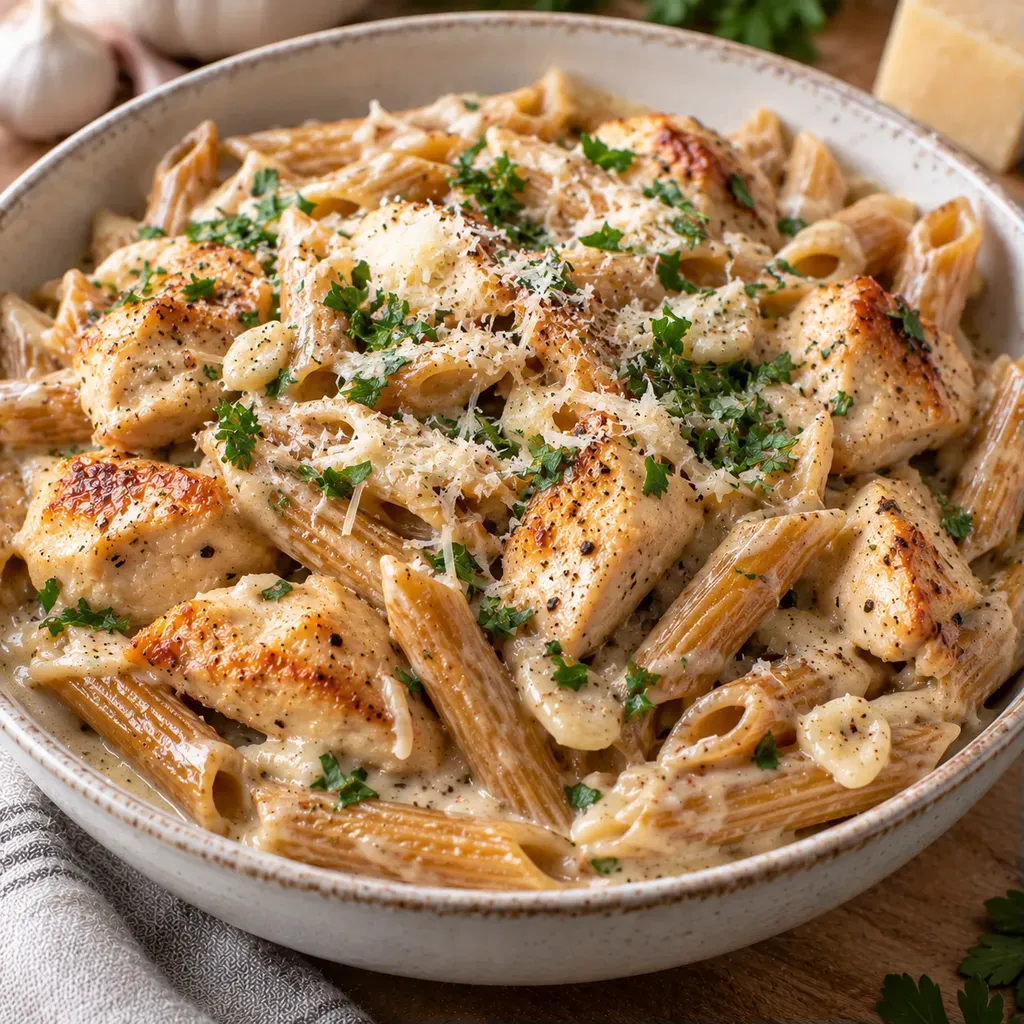 Poulet et pâtes crémeuses
