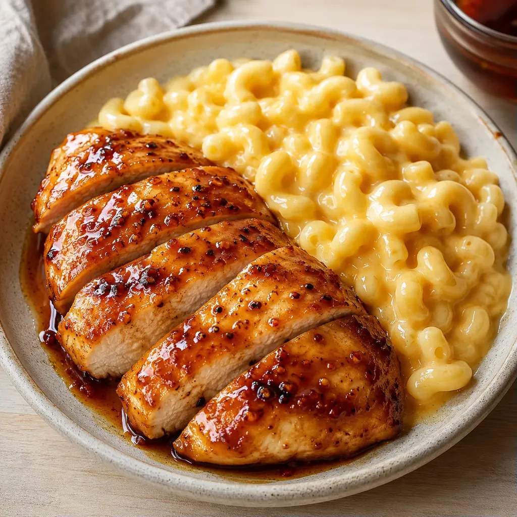 Poulet et pâtes miellés