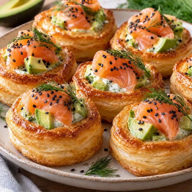 Feuilletés saumon avocat