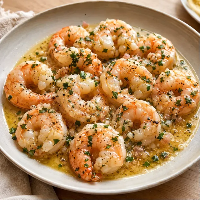Crevettes vin citron