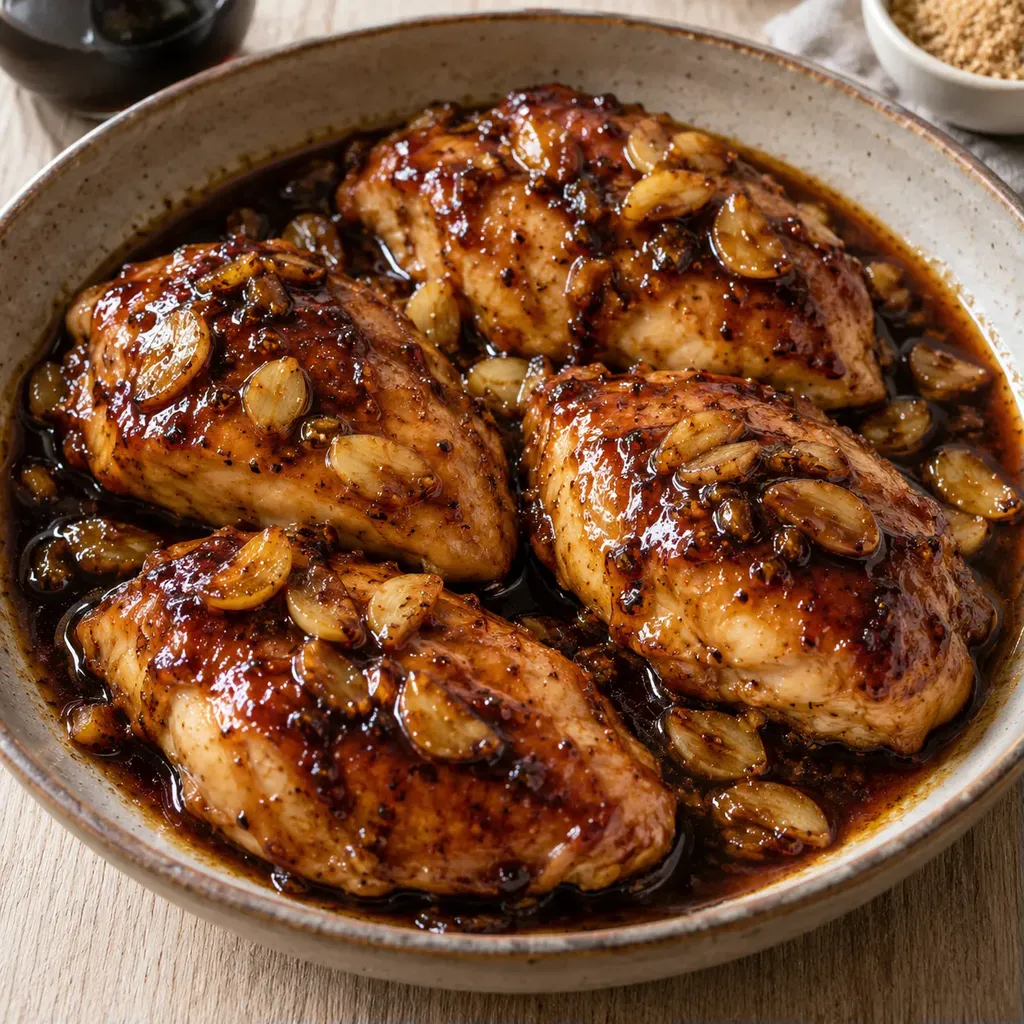 Poulet caramélisé ail