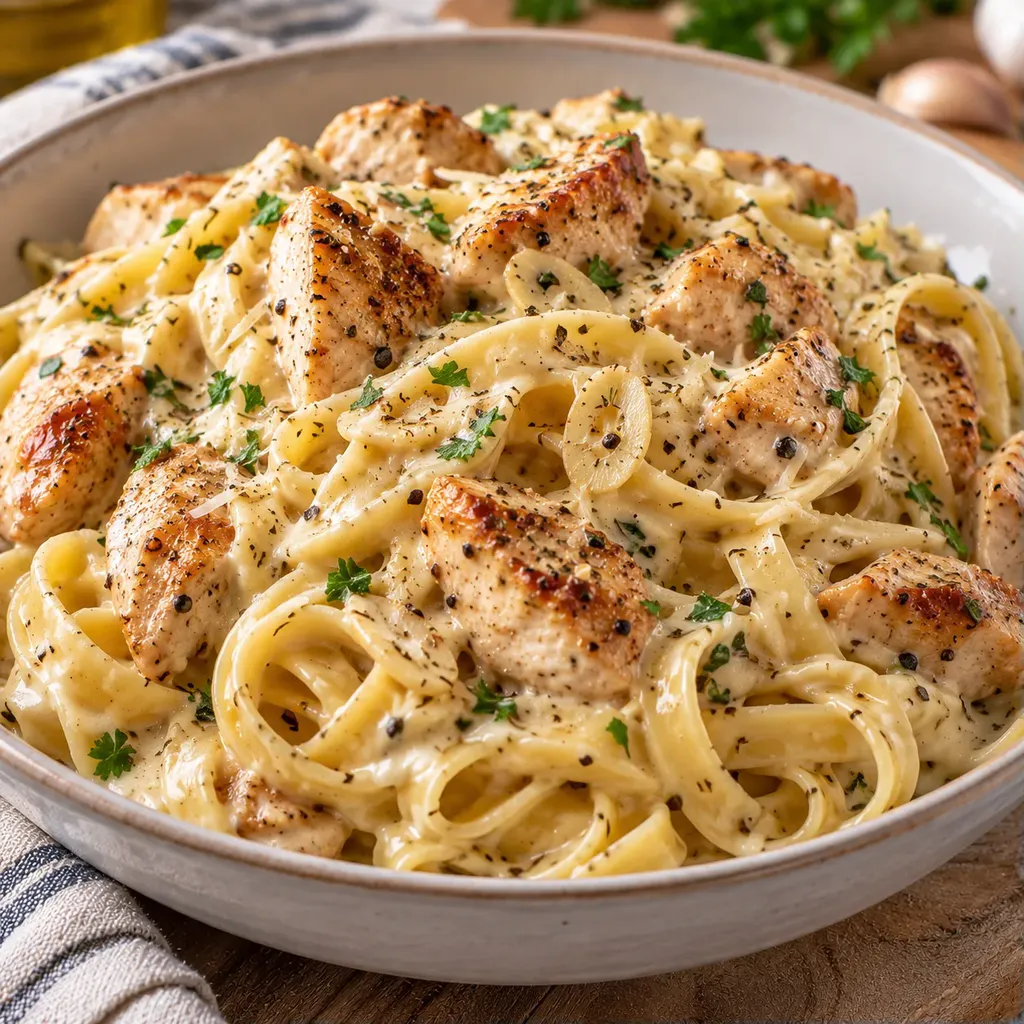 Ail pâtes poulet crème