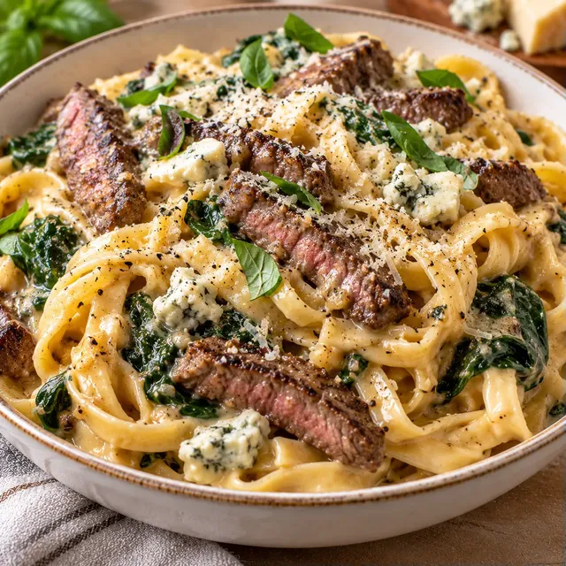 Pâtes steak fromage