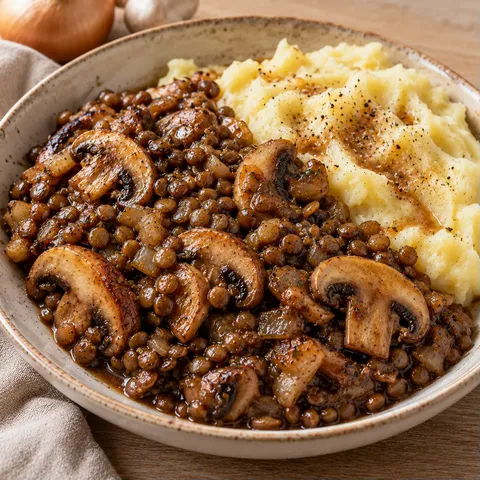 Champignons et lentilles