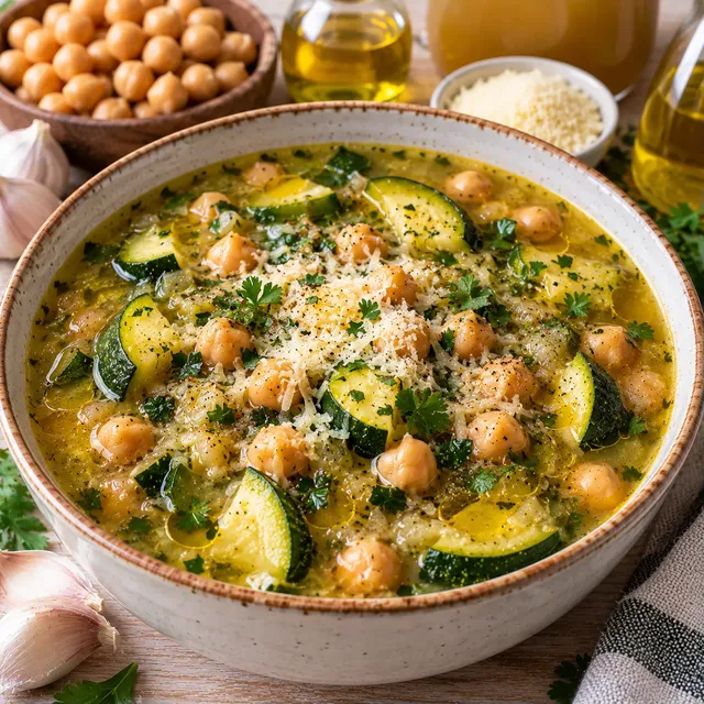 Soupe Parfumée aux Courgettes et Pois Chiches