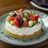 Cheesecake grec savoureux et légumes frais