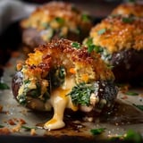 Champignons croustillants farcis au fromage et épinards