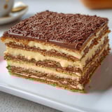 Un gâteau Petit Beurre Café présenté sur un plateau.